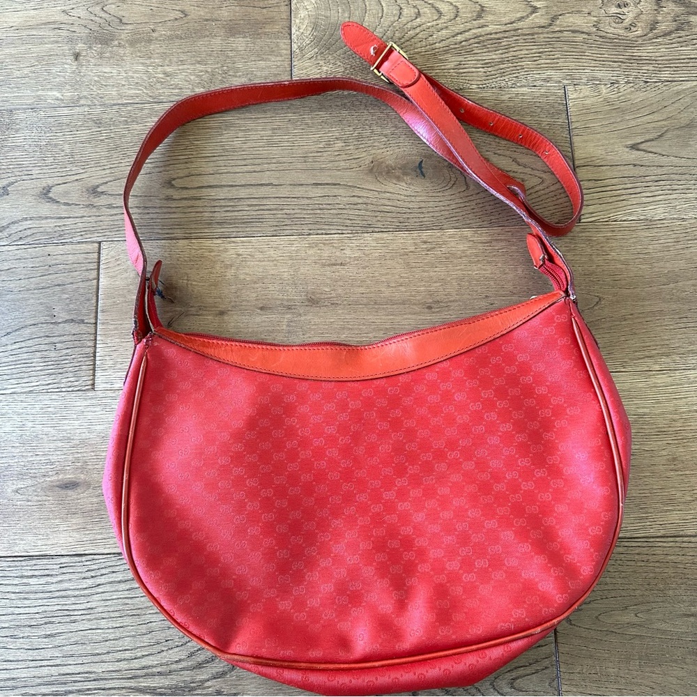 VINTAGE GUCCI Red Shoulder Bag GG Monogram See Pics For Condition - Picture 6 of 15